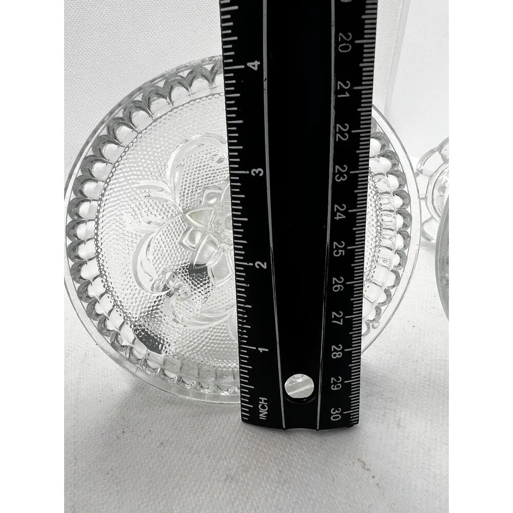 Vintage Set Of 2 IClear Glass Candleholders Taper Candlestick candle holders